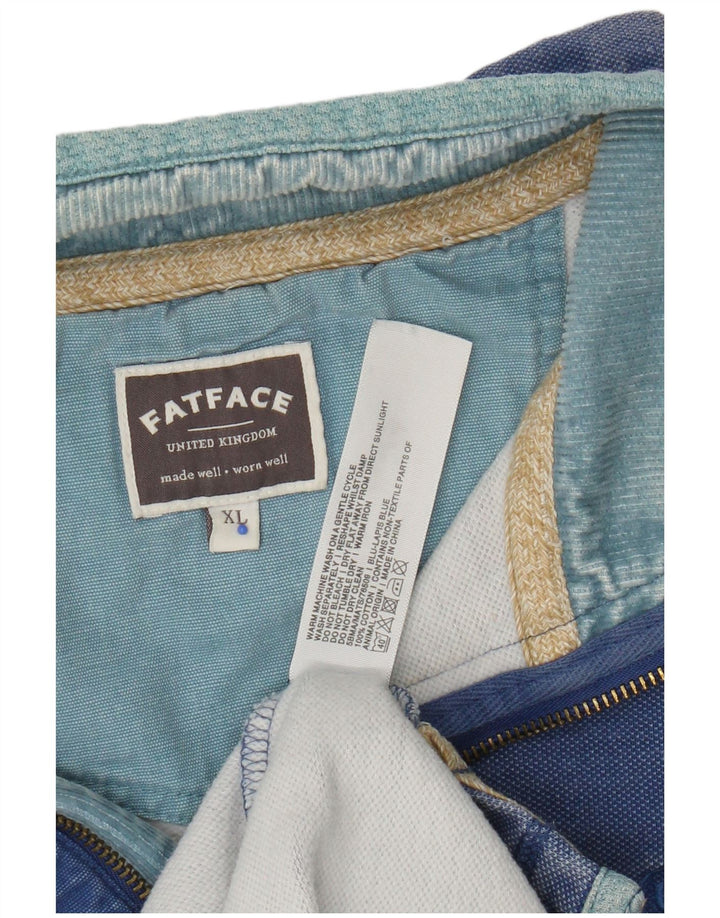 Felpa da uomo con collo con zip Fat Face, maglione XL, cotone blu
