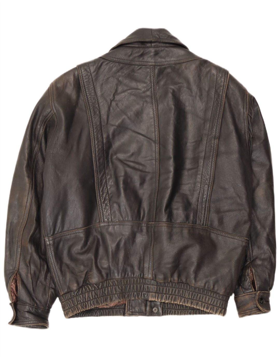 Giacca in pelle vintage da uomo UK 36 piccola in pelle marrone