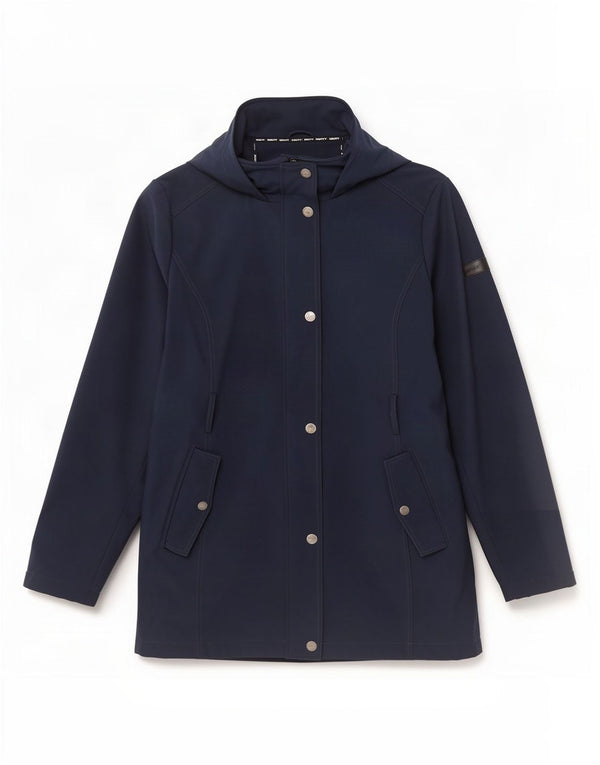 Giacca a vento Sherpa con cappuccio da donna Dkny UK 18 XL poliestere blu navy