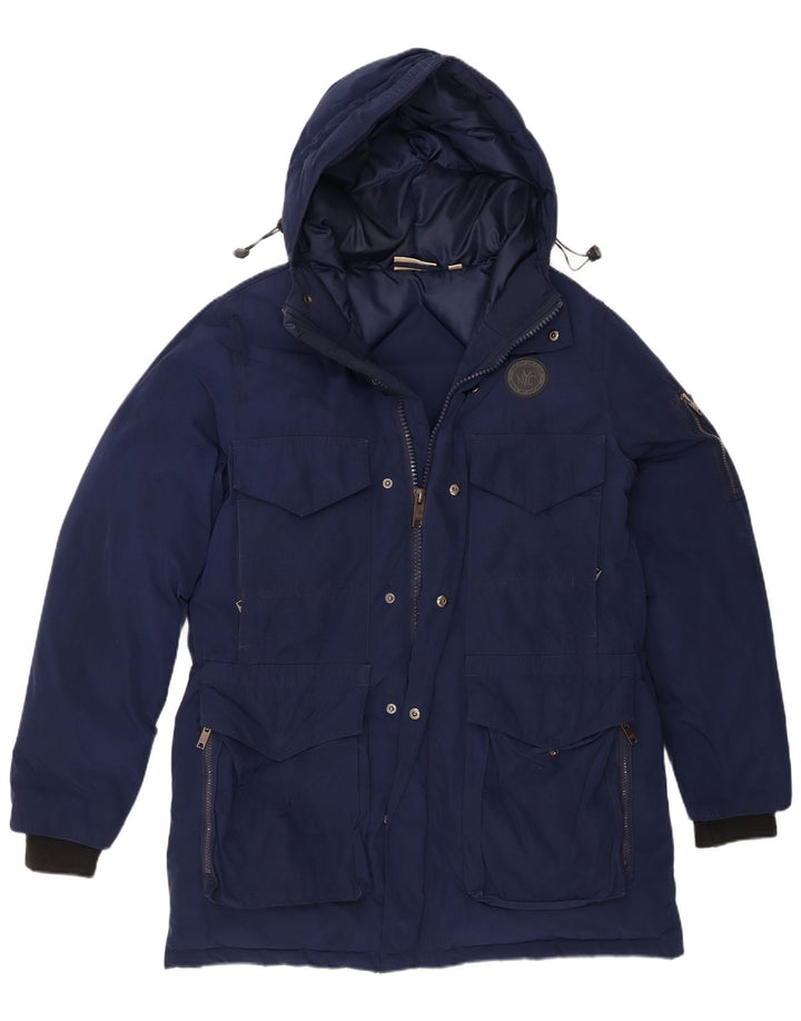 Giacca imbottita con cappuccio da uomo Dkny UK 40 grande poliestere blu navy