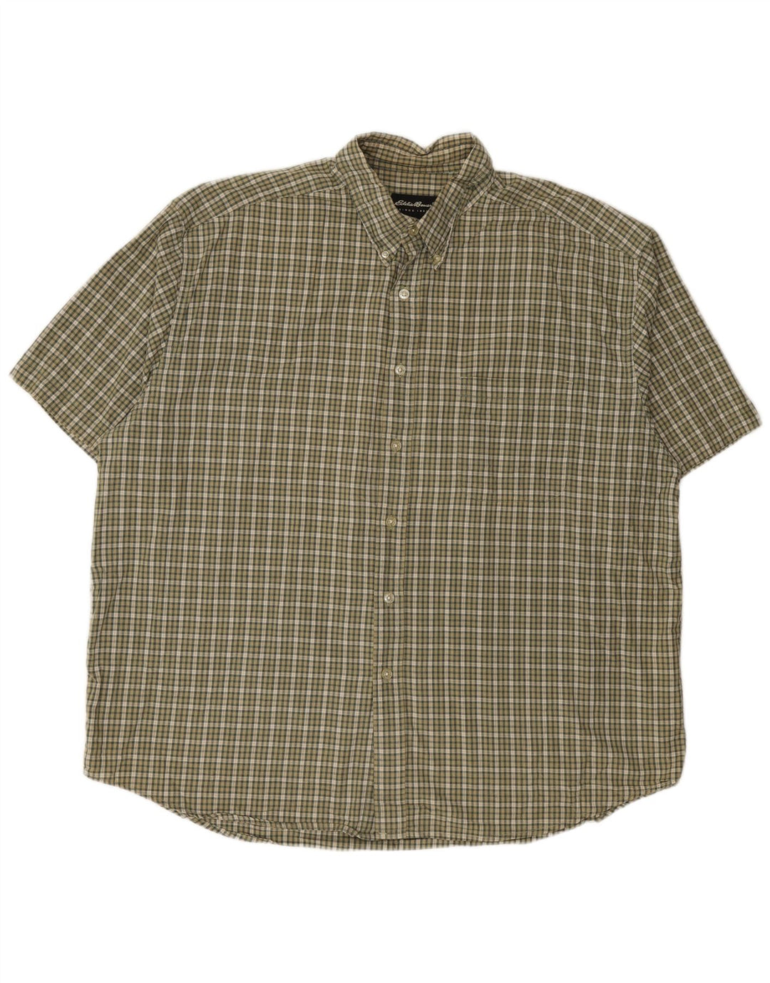 Camicia a maniche corte da uomo EDDIE BAUER 2XL in cotone a quadri kaki