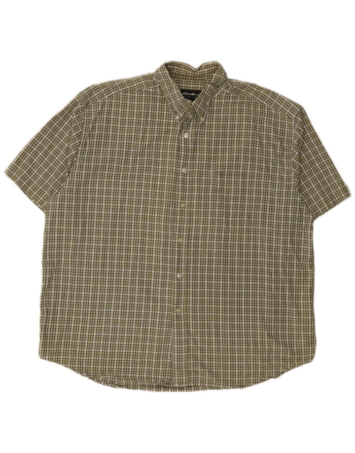 Camicia a maniche corte da uomo EDDIE BAUER 2XL in cotone a quadri kaki