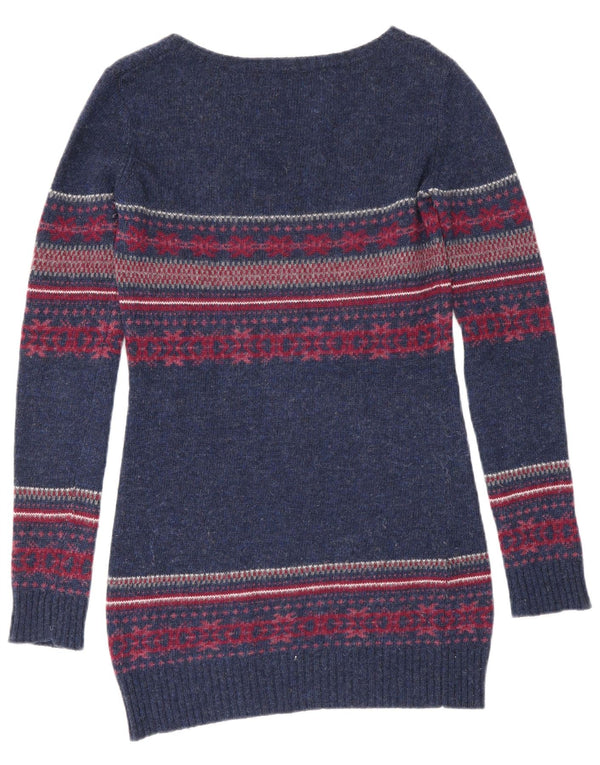 Crew Clothing Abito maglione da donna UK 8 Small Lana Fair Isle blu navy