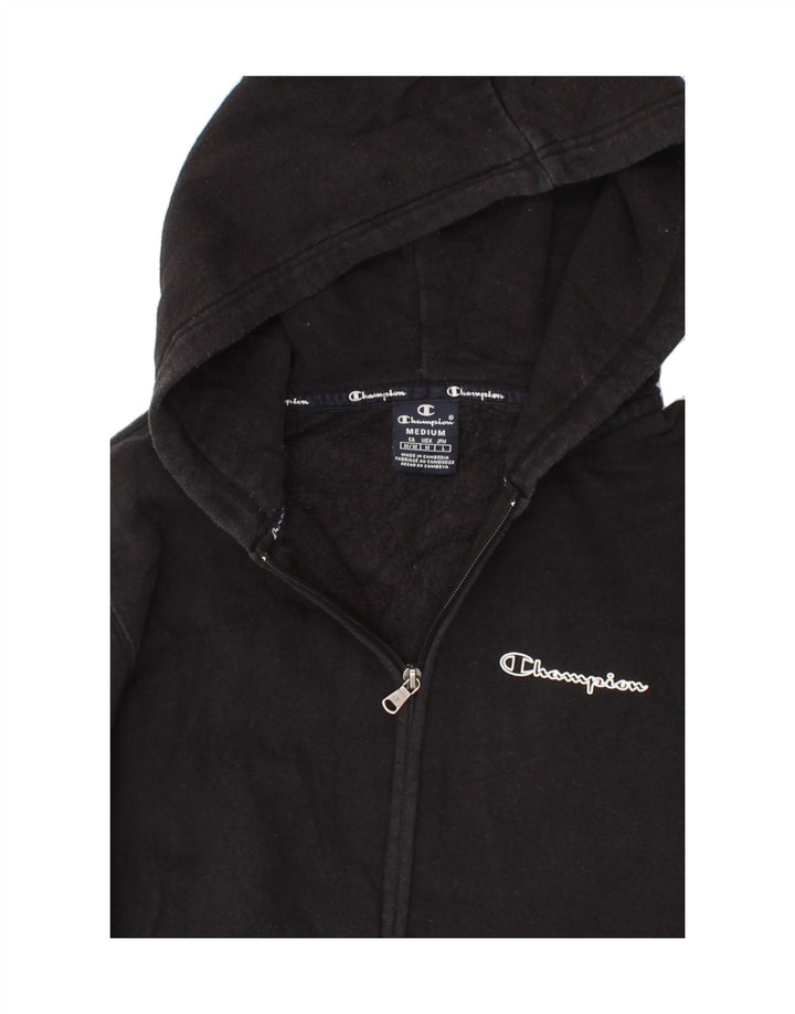 CHAMPION Womens Zip Hoodie Sweater UK 14 Medium Black Vintage Champion and Second-Hand Champion from Messina Hembry 