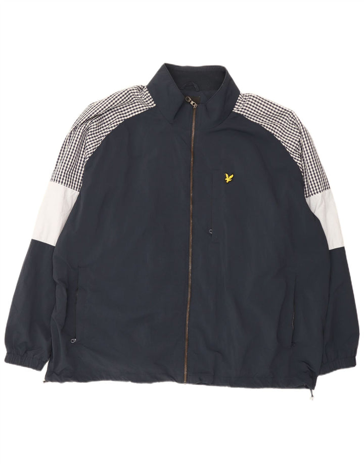 Giacca antipioggia da uomo Lyle & Scott UK 46 3XL Nylon color block blu navy
