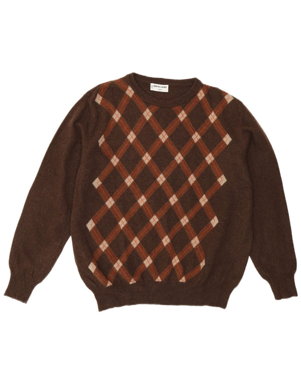 Pierre Cardin Maglione da uomo con scollo a barca IT 56 2XL Marrone Argyle/Diamante