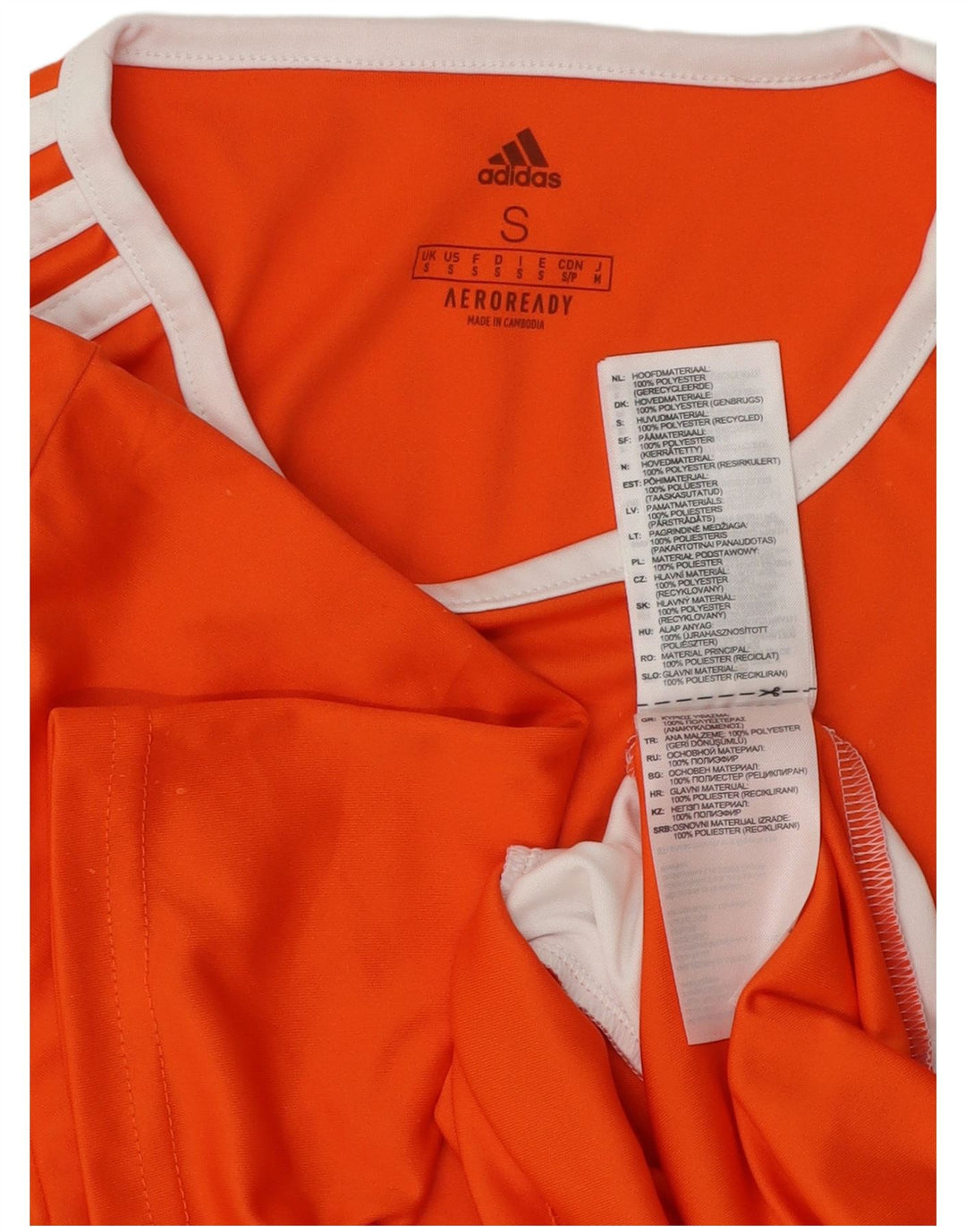 Maglietta Adidas Aeroready da uomo, piccola, in poliestere color block arancione