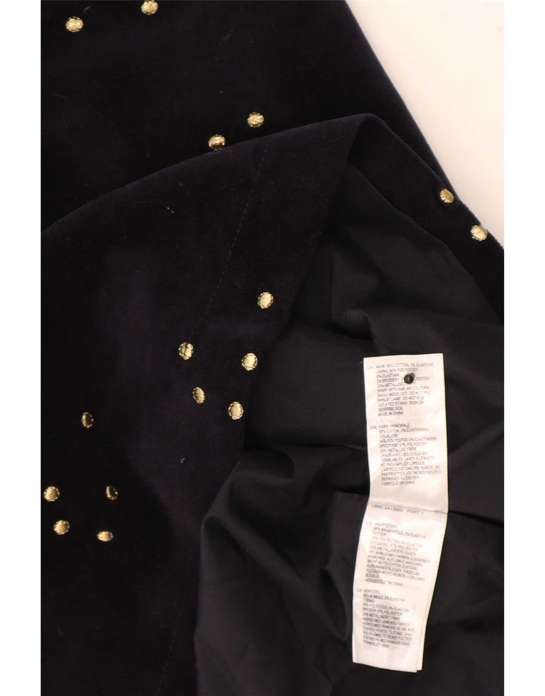 Minigonna in velluto da donna White Stuff UK 12 media W34 blu navy maculato