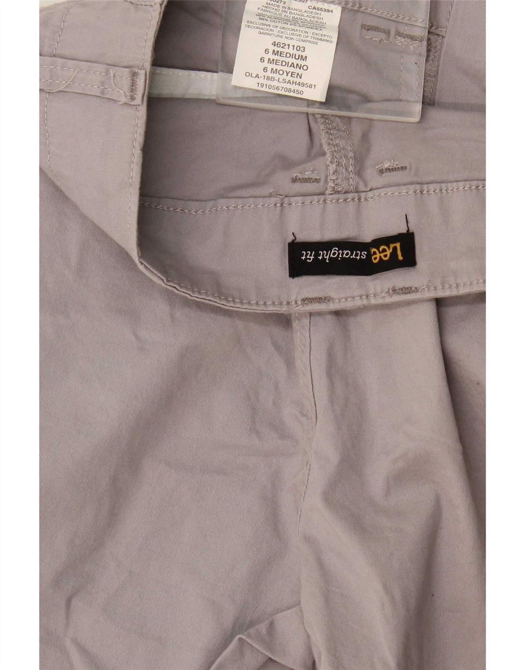 Pantaloncini chino da donna Lee US 6 medi W32 cotone grigio