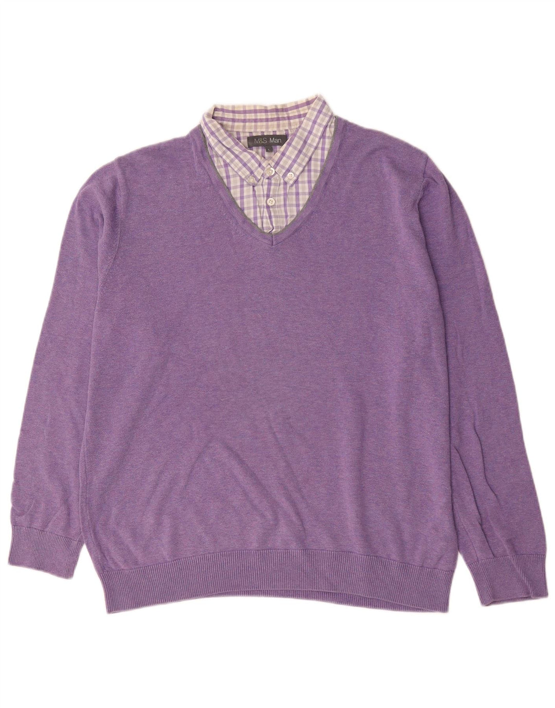 Maglione da uomo con scollo a V Marks & Spencer grande cotone viola