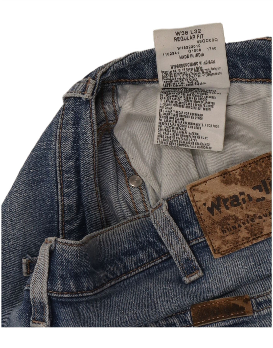 Jeans dritti da uomo Wrangler vestibilità regolare W38 L32 cotone blu
