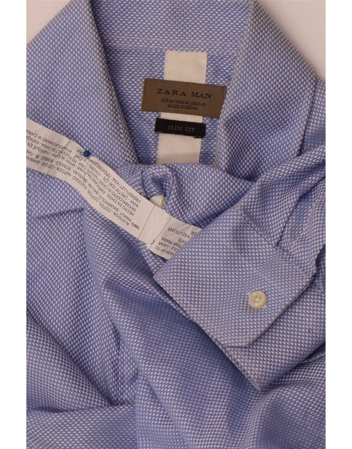 Camicia Zara da uomo slim fit in cotone maculato blu medio