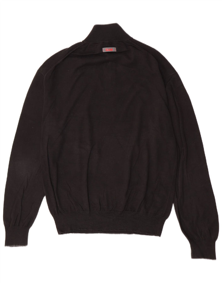 Maglione da uomo Slam con zip e collo grande in cotone nero