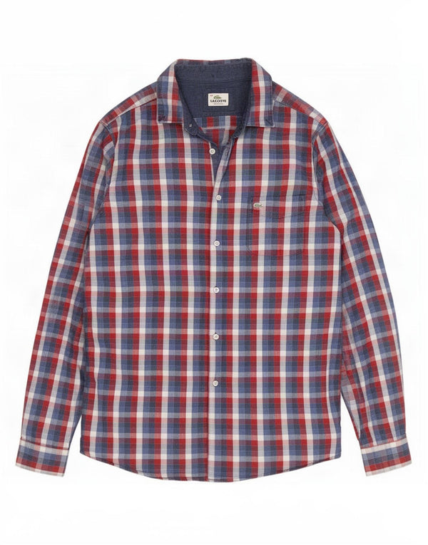 Camicia Lacoste da uomo vestibilità regolare taglia 44 XL cotone a quadri blu