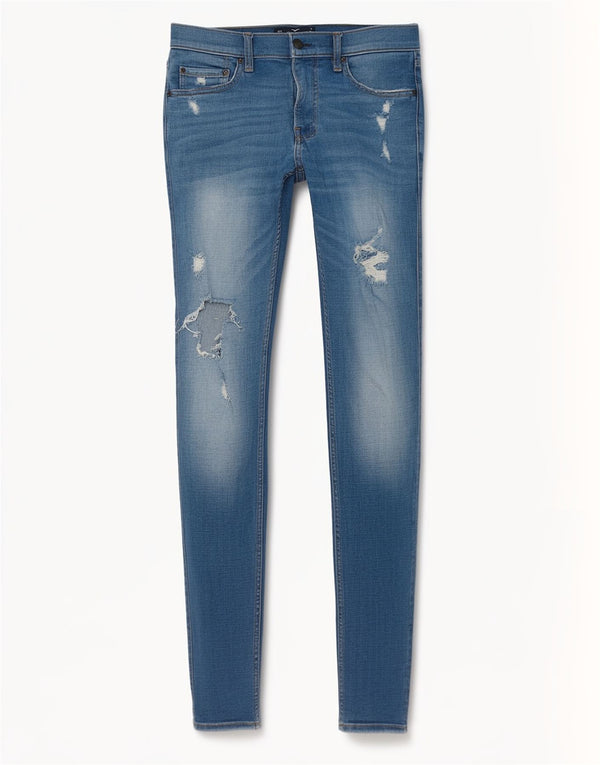 Jeans skinny effetto invecchiato Hollister da donna W32 L32 cotone blu