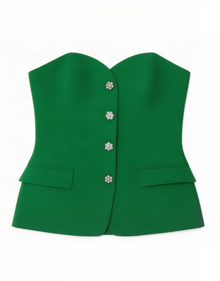 Top corto senza spalline da donna Zara UK 10 piccolo verde