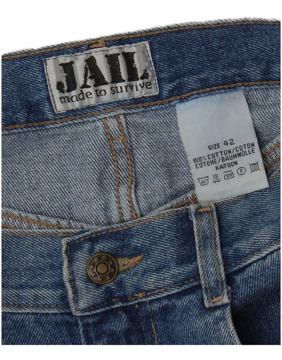 Gonna in denim da donna VINTAGE IT 42 media W28 cotone blu