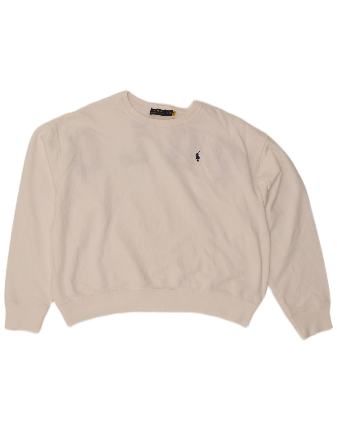 POLO RALPH LAUREN Felpa corta da donna Maglione UK 16 Large Bianco