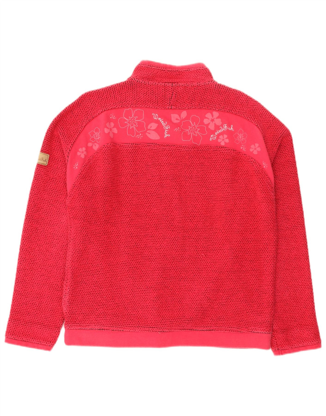 Felpa con collo con zip grafica da donna Weird Fish Maglione UK 16 Large Rosa
