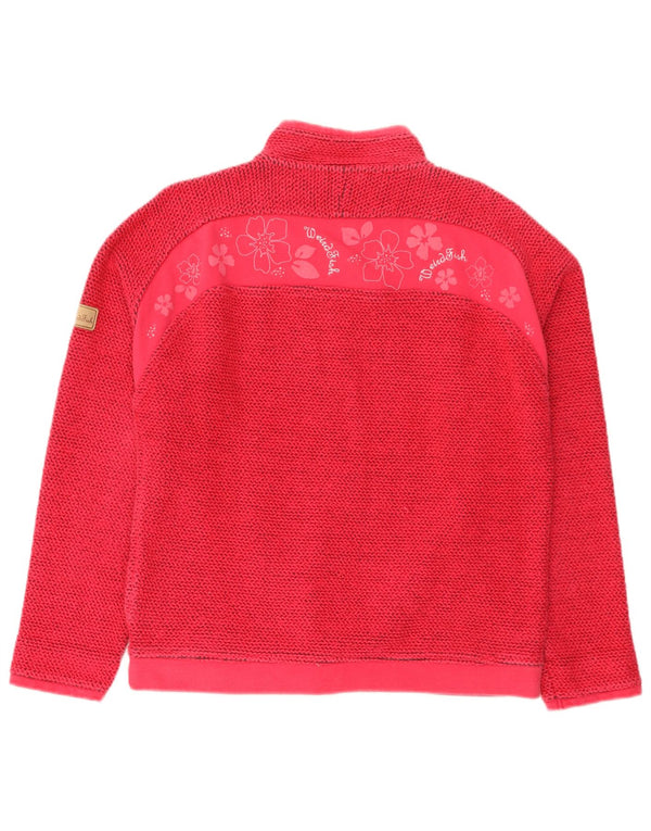 Felpa con collo con zip grafica da donna Weird Fish Maglione UK 16 Large Rosa
