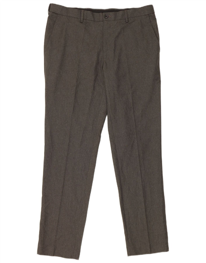Pantaloni da abito dritti da donna Marks & Spencer W34 L31 poliestere grigio