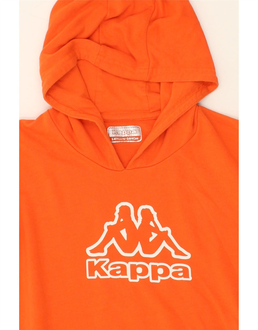 KAPPA Boys Graphic Hoodie Jumper 13-14 Years Orange Vintage Kappa and Second-Hand Kappa from Messina Hembry 