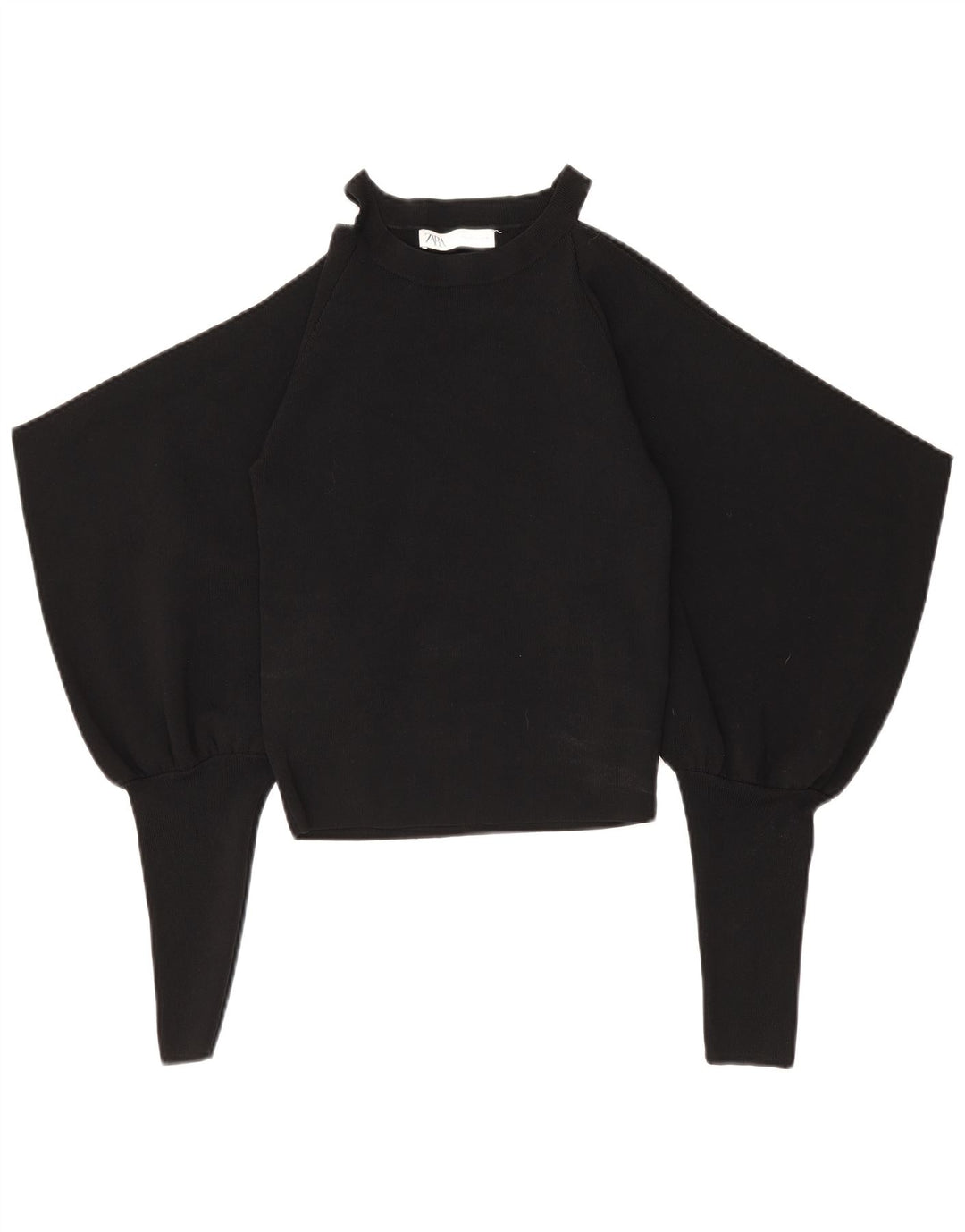 Top Zara da donna a maniche lunghe con spalle scoperte UK 14 grande nylon nero