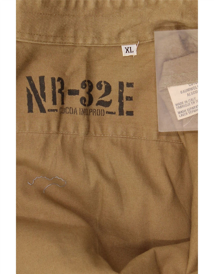 Camicia senza maniche militare vintage da uomo XL in cotone kaki