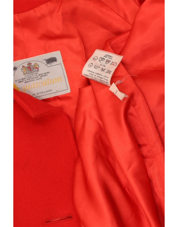 AQUASCUTUM Womens Oversized Overcoat UK 10 Small Red Wool
