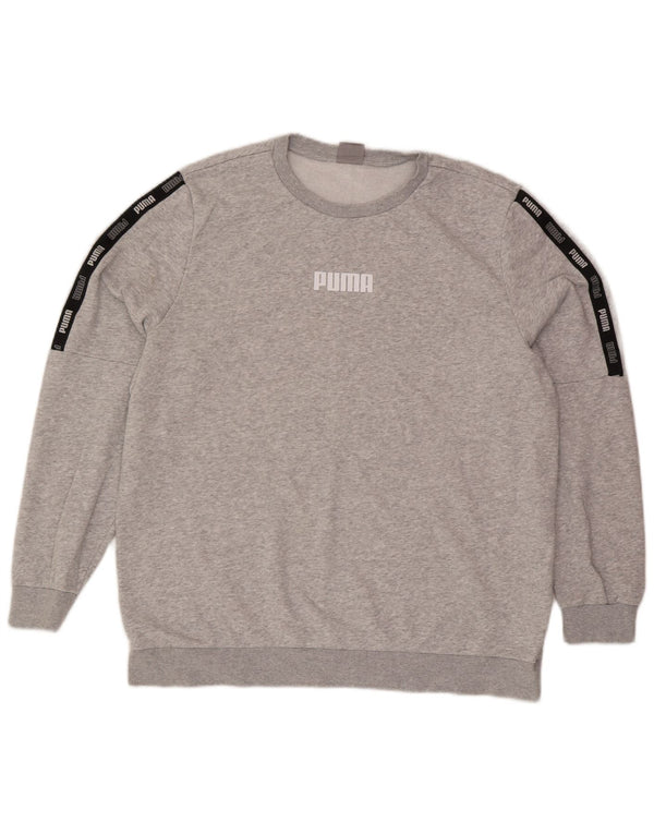 Felpa grafica da uomo Puma Jumper XL in cotone color block grigio