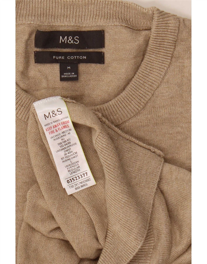 Maglione maglione girocollo da uomo Marks & Spencer in cotone beige medio