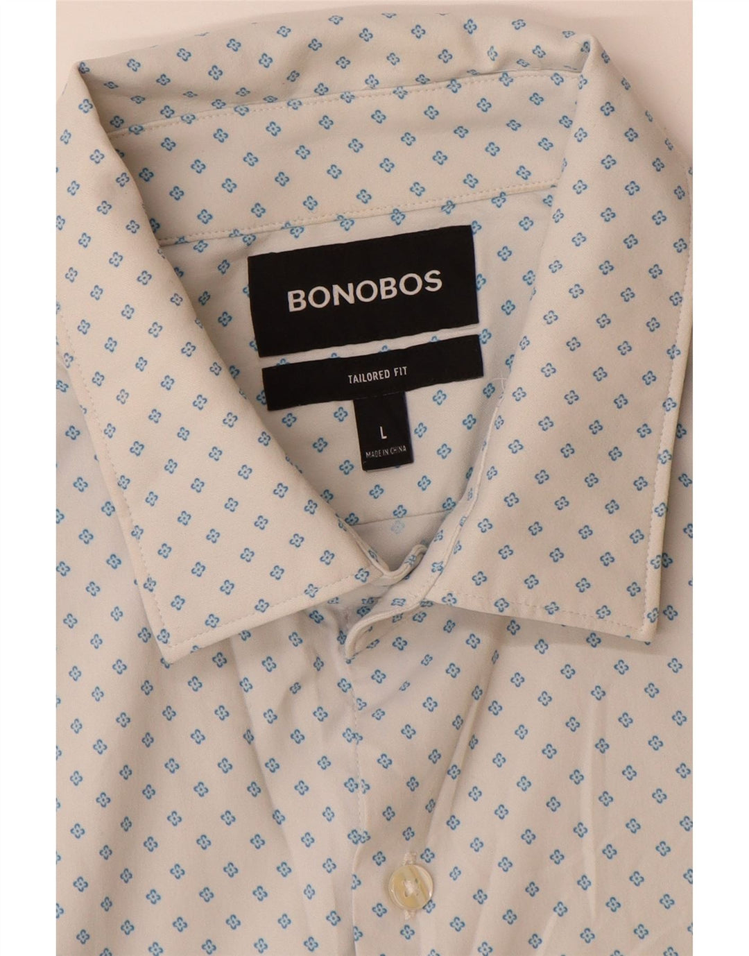 BONOBOS Camicia a maniche corte sartoriale da uomo Grande nylon floreale bianco