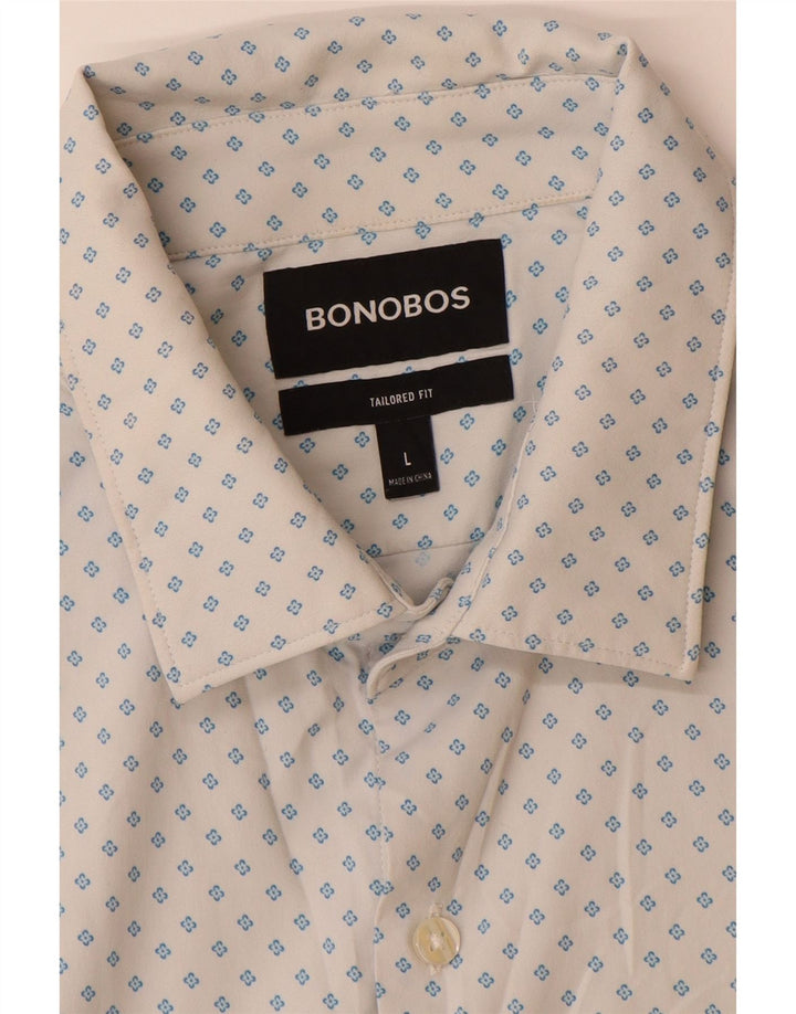BONOBOS Camicia a maniche corte sartoriale da uomo Grande nylon floreale bianco