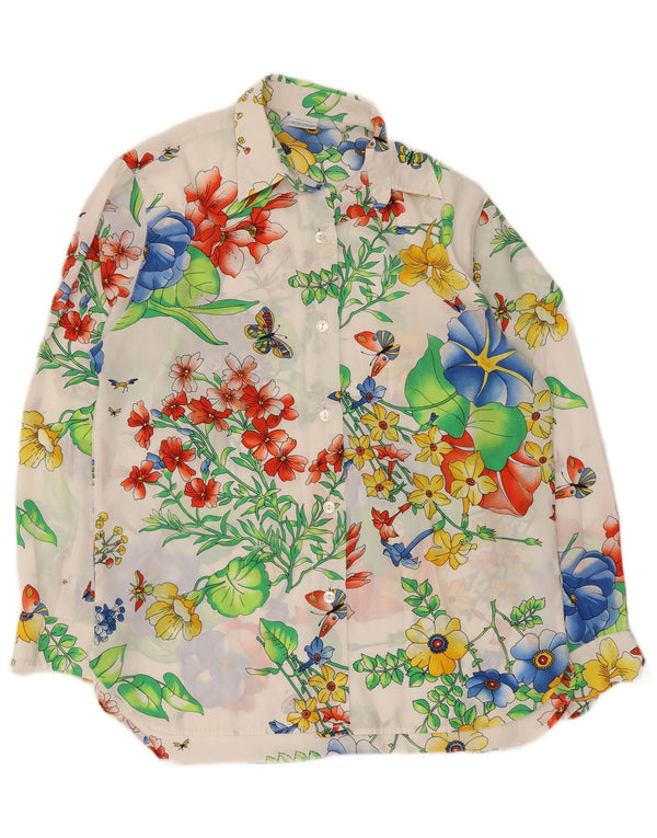 Camicetta da donna trasparente Benetton da donna UK 16 grande poliestere floreale bianco