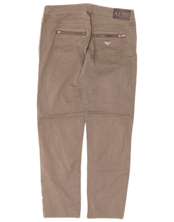 Pantaloni casual dritti da donna Armani W28 L26 in cotone beige