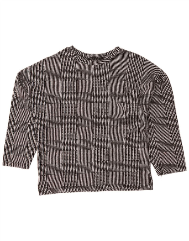 Maglione girocollo oversize da donna Zara UK 10 piccolo grigio a quadri