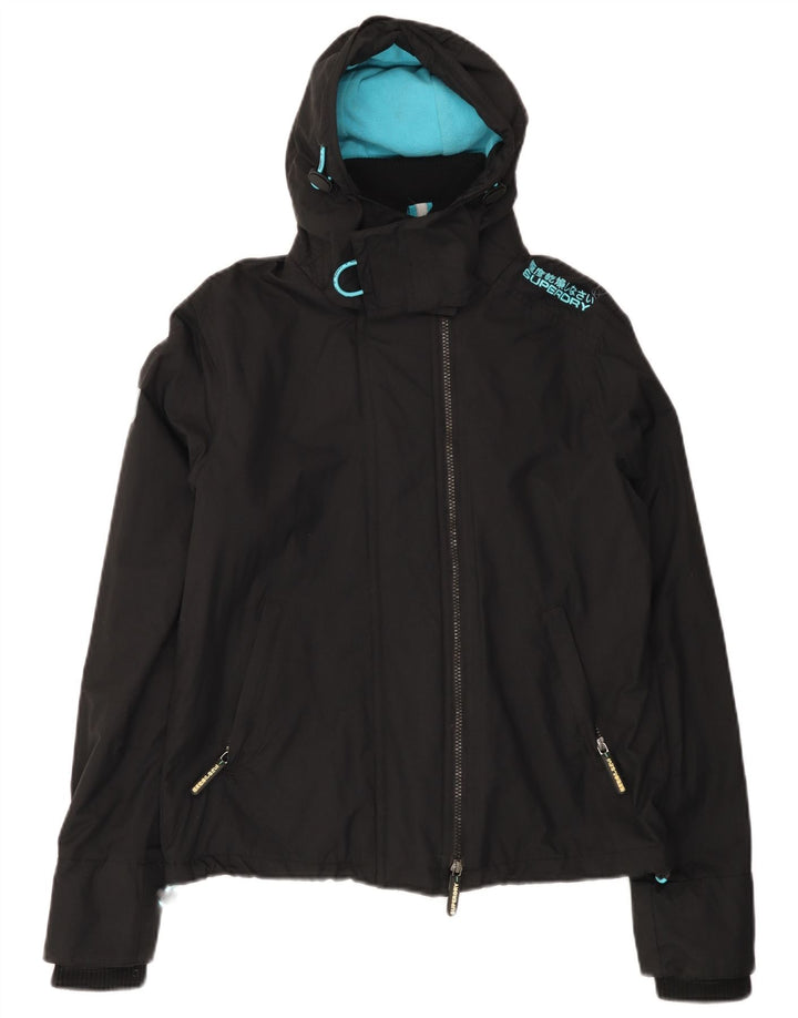 Giacca a vento da donna con cappuccio SUPERDRY UK 12 media nera