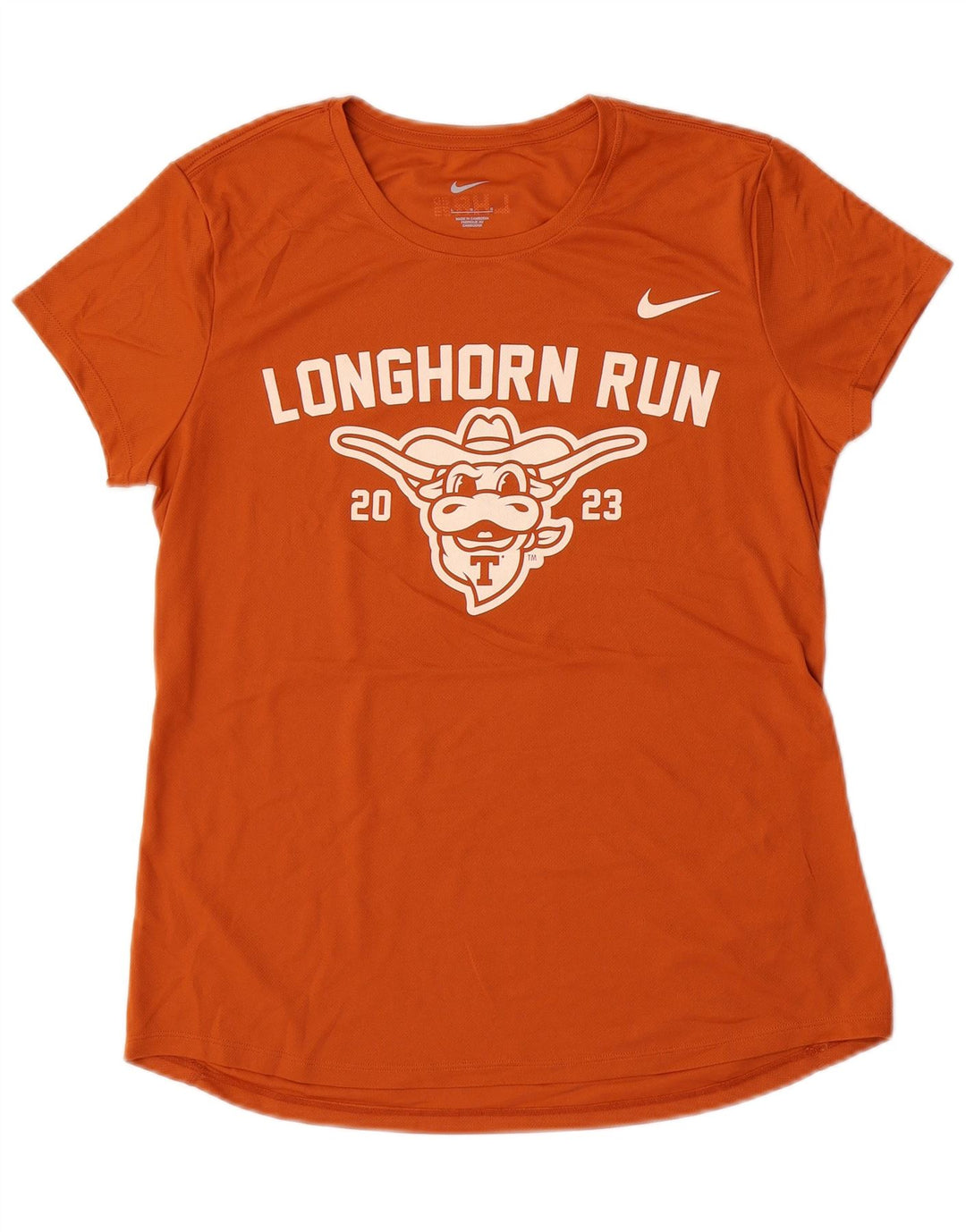 NIKE T-shirt grafica da donna Top UK 14 Large Arancione Poliestere