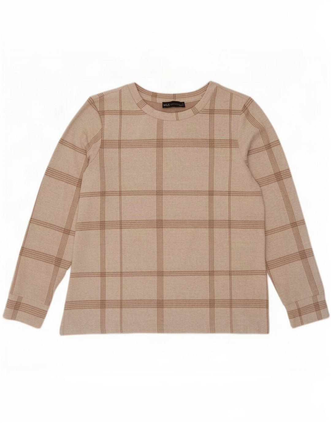 Marks & Spencer Top da donna a maniche lunghe UK 12 Medium Off White Check
