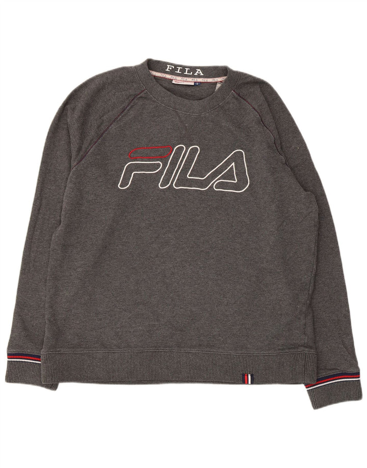 Felpa grafica da uomo Fila Maglione grande cotone grigio