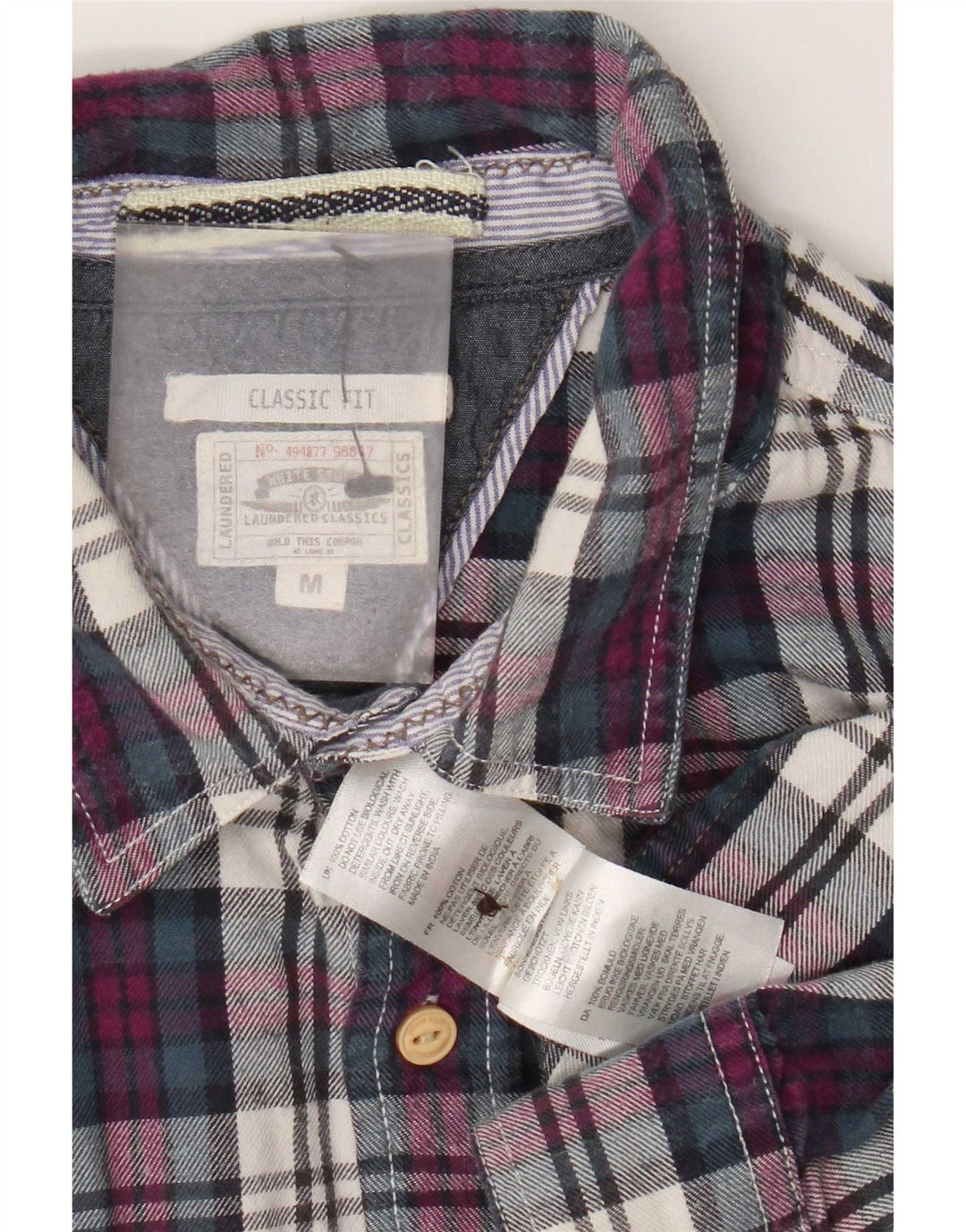 Camicia da uomo in flanella dal taglio classico di White Stuff, cotone a quadri viola medio