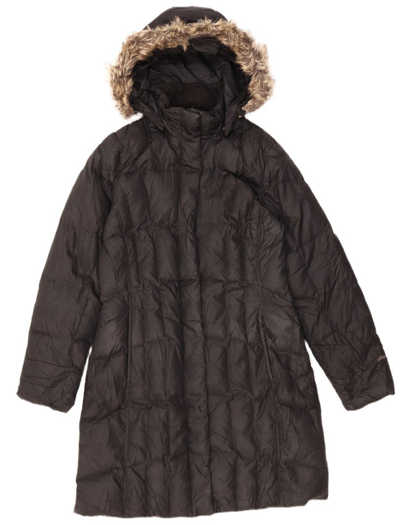 Cappotto imbottito con cappuccio da donna Eddie Bauer UK 14 poliestere nero medio