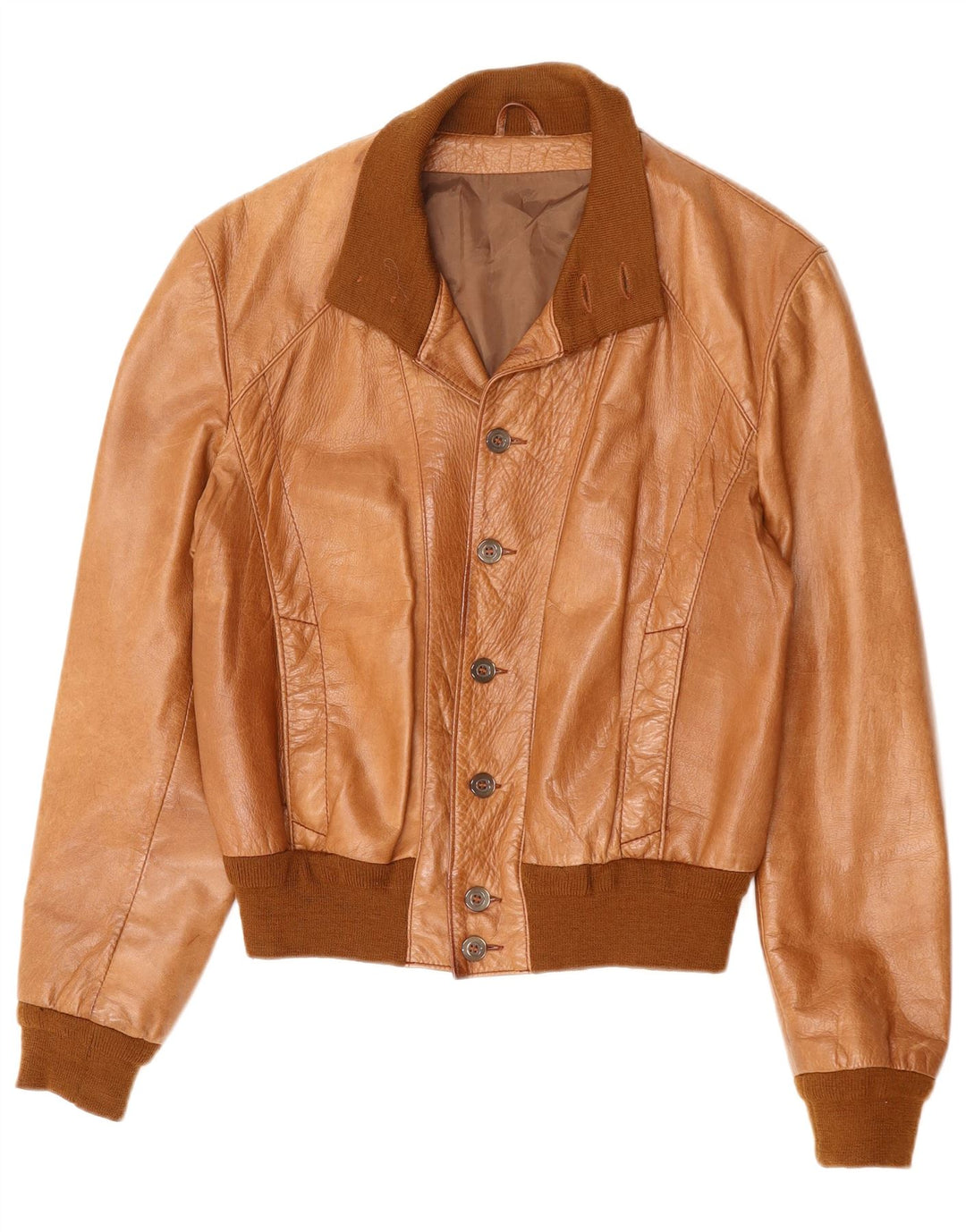 Giubbotto bomber corto da uomo VINTAGE UK 36 Small Brown Colourblock