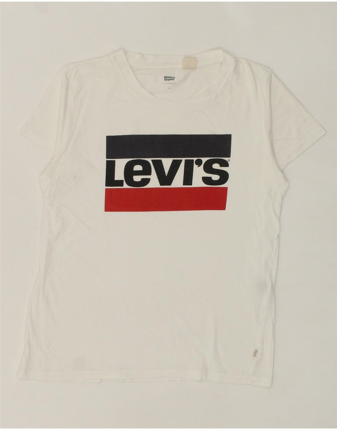 LEVI'S Womens Graphic T-Shirt Top UK 14 Medium White Vintage Levi's and Second-Hand Levi's from Messina Hembry 