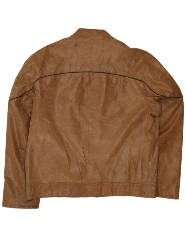 Giacca in pelle vintage da uomo IT 54 2XL Pelle beige