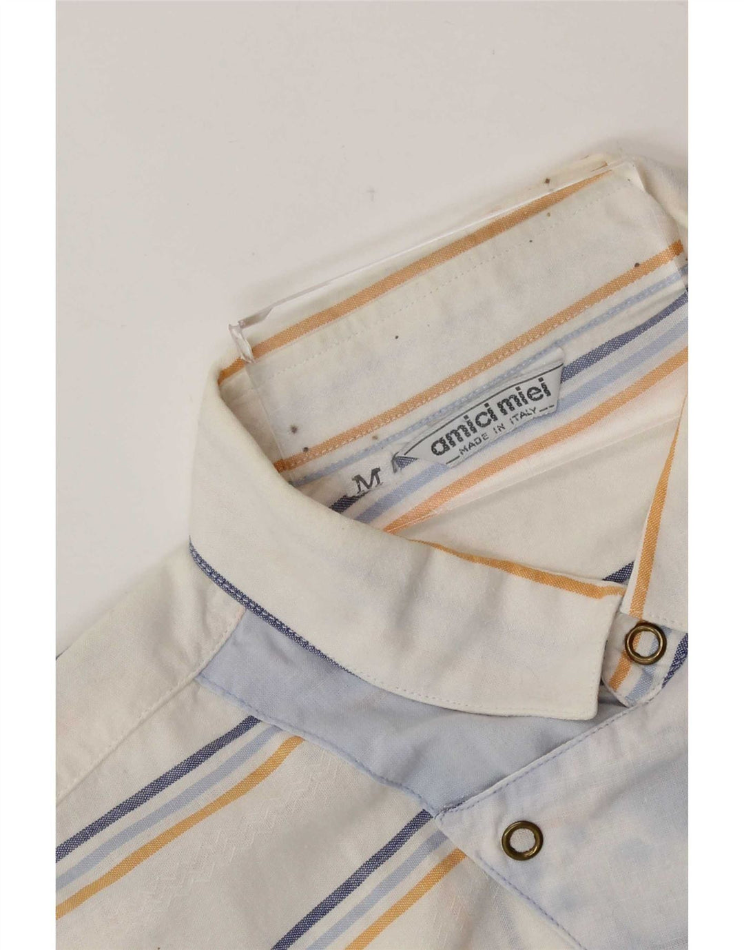 Camicia pullover vintage da uomo a maniche corte a righe bianche medie