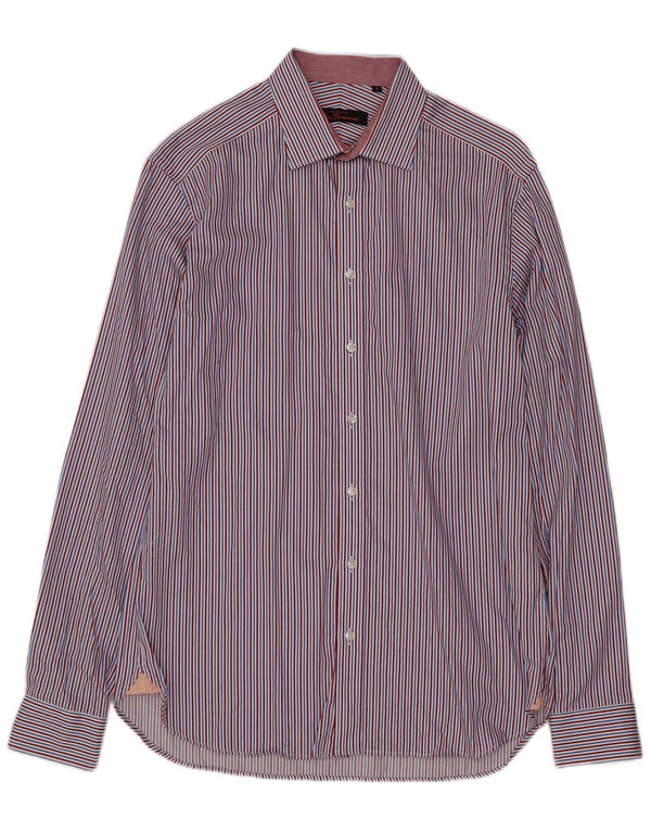 Camicia da uomo BEN SHERMAN taglia 15 cotone a righe blu medio