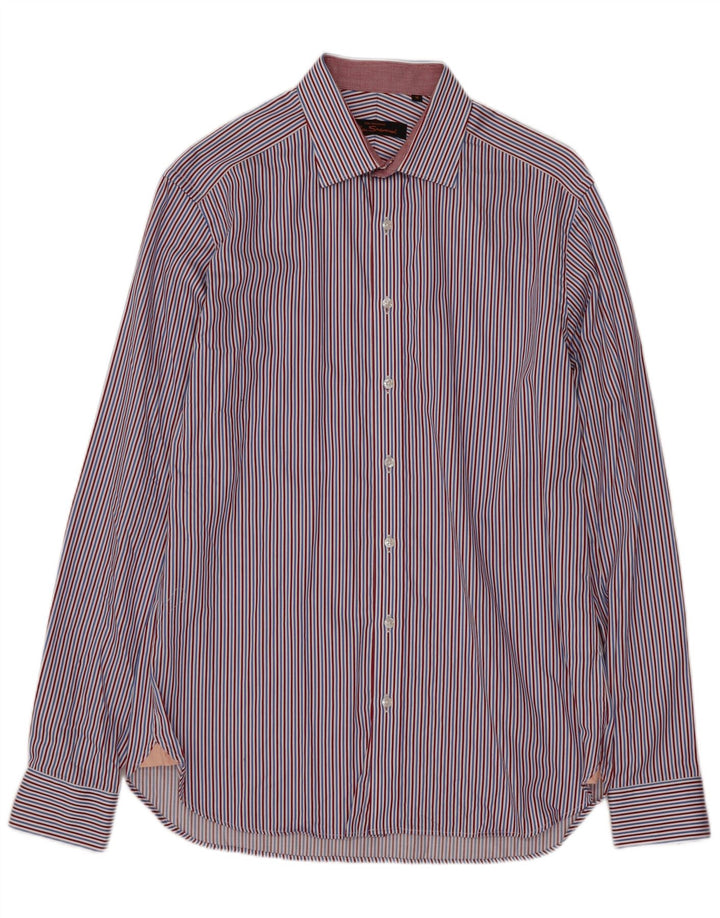 Camicia da uomo BEN SHERMAN taglia 15 cotone a righe blu medio