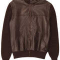 Giacca in pelle lavorata a maglia da donna vintage IT 44 Marrone medio