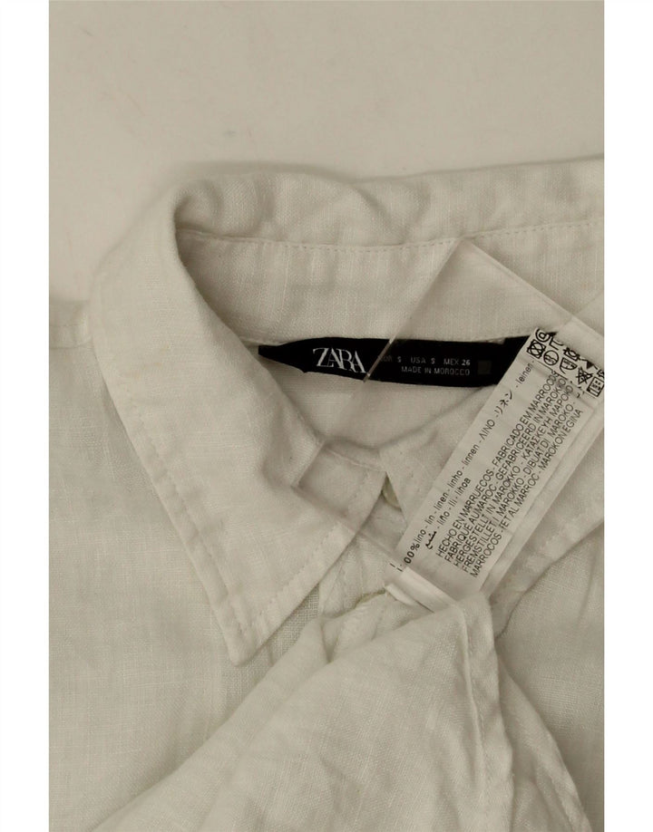 Camicia oversize da donna Zara UK 10 piccola in lino bianco